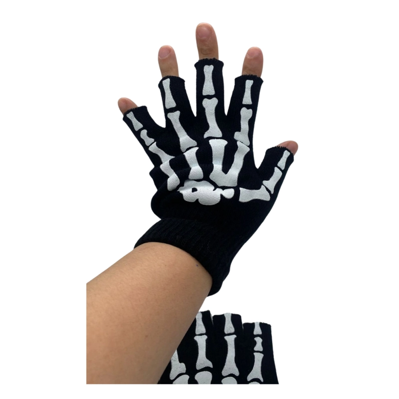 PACK 12 GUANTES MANGA CALAVERA HOMBRE MUJER SIN DEDOS BICICLETA MOTO - 4