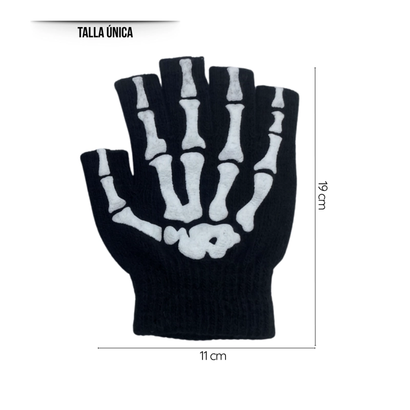 PACK 12 GUANTES MANGA CALAVERA HOMBRE MUJER SIN DEDOS BICICLETA MOTO - 6