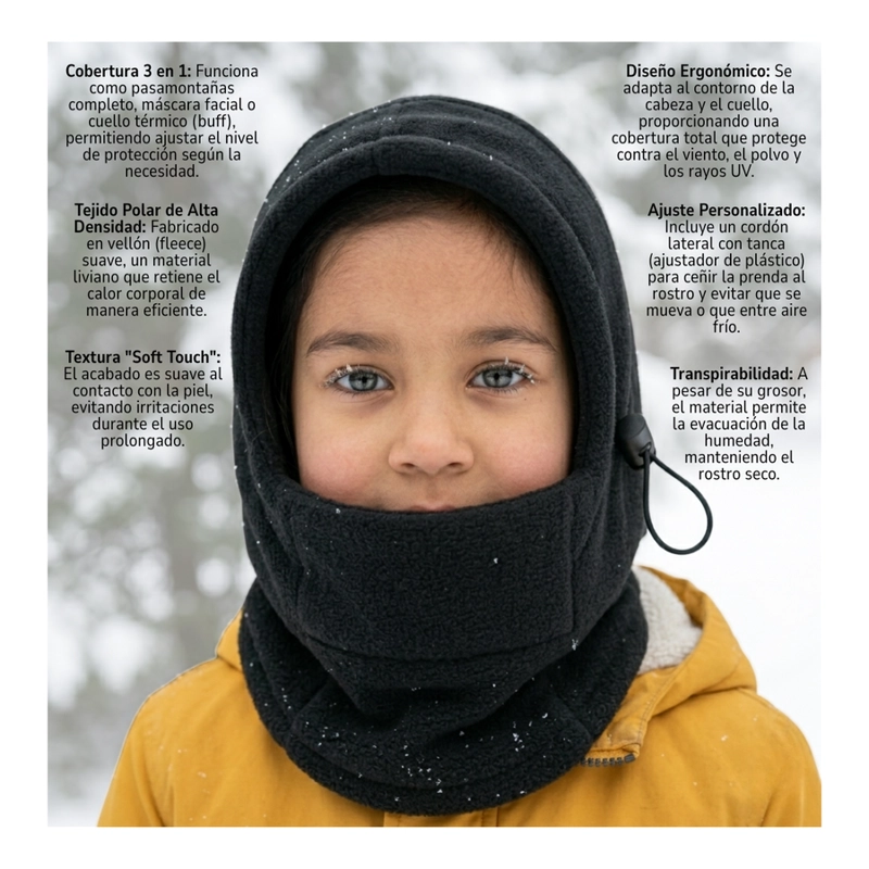 GORRO PASAMONTAÑAS DE POLAR PARA NIÑOS ABRIGO INVIERNO FRIO - 6