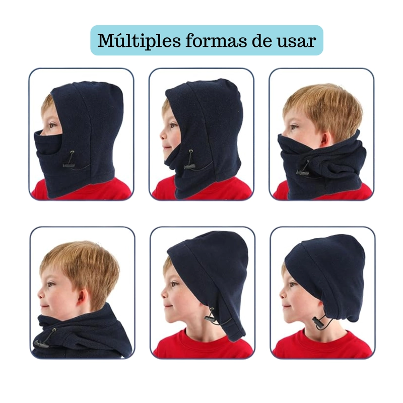 GORRO PASAMONTAÑAS DE POLAR PARA NIÑOS ABRIGO INVIERNO FRIO - 12