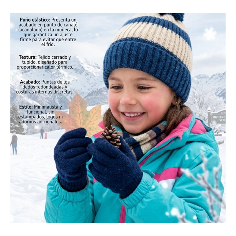 SET INVIERNO INFANTIL GORRO PASAMONTAÑA + GUANTES DE LANA - 7