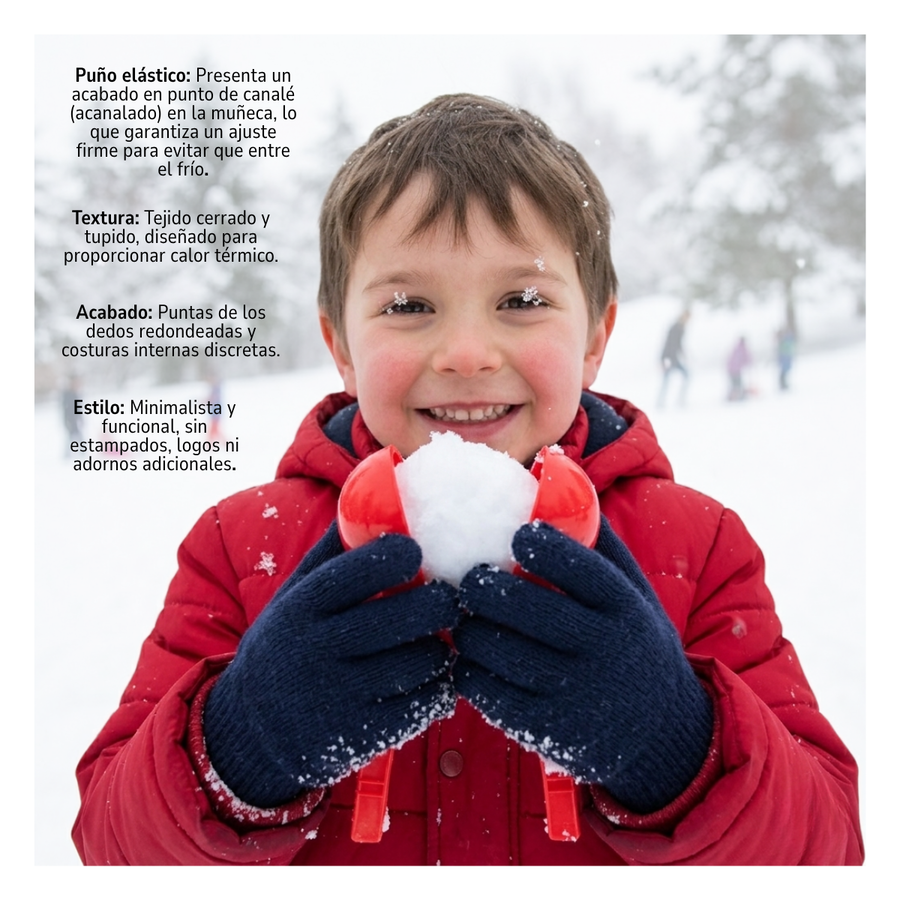 PACK 12 GUANTES DE LANA TÉRMICOS PARA NIÑOS - INVIERNO SUAVE COLOR AZUL MARINO - 4