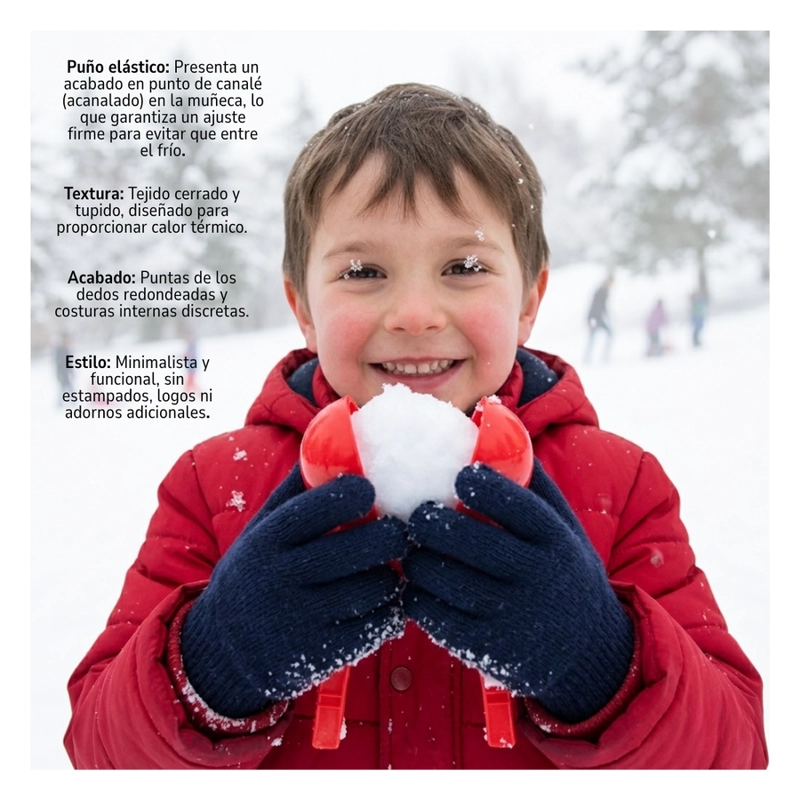 PACK 12 GUANTES DE LANA TÉRMICOS PARA NIÑOS - INVIERNO SUAVE COLOR AZUL MARINO - 4