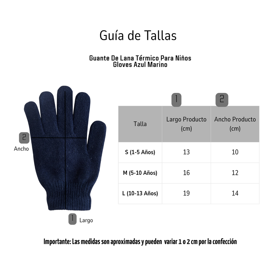 PACK 12 GUANTES DE LANA TÉRMICOS PARA NIÑOS - INVIERNO SUAVE COLOR AZUL MARINO - 5