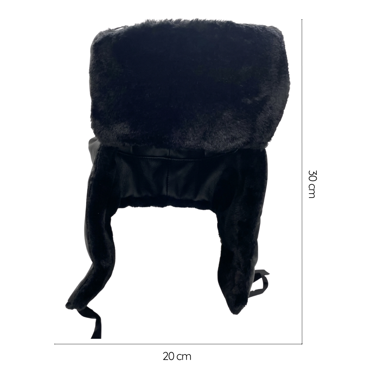 GORRO DE INVIERNO TIPO USHANKA RUSO EN CUERO NEGRO Y PIEL SINTÉTICA - 6