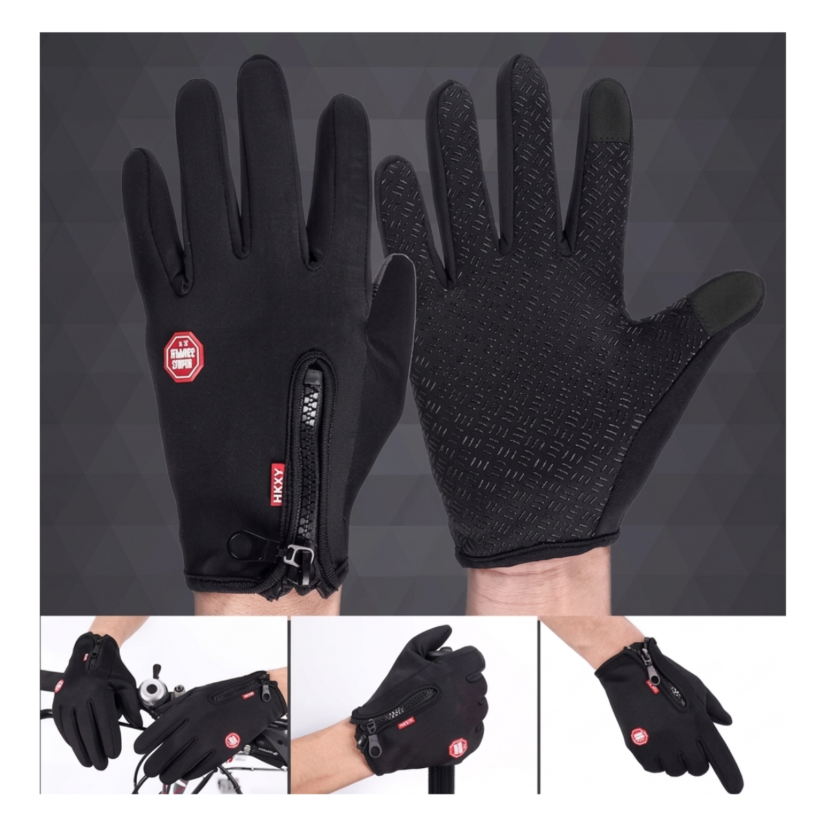 GUANTES TÉRMICOS E IMPERMEABLES PARA CICLISMO Y RUNNING CON PANTALLA TÁCTIL Y PALMA ANTIDESLIZANTE - 4