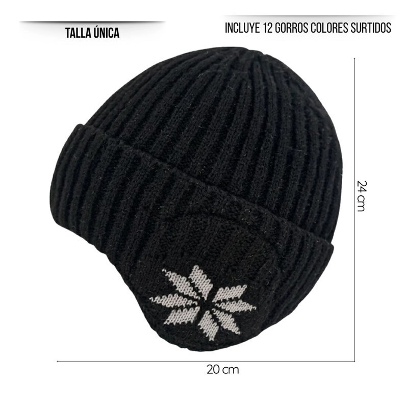 PACK 12 GORRO BEANIE CON CUBREOREJAS COLORES SURTIDOS - 3