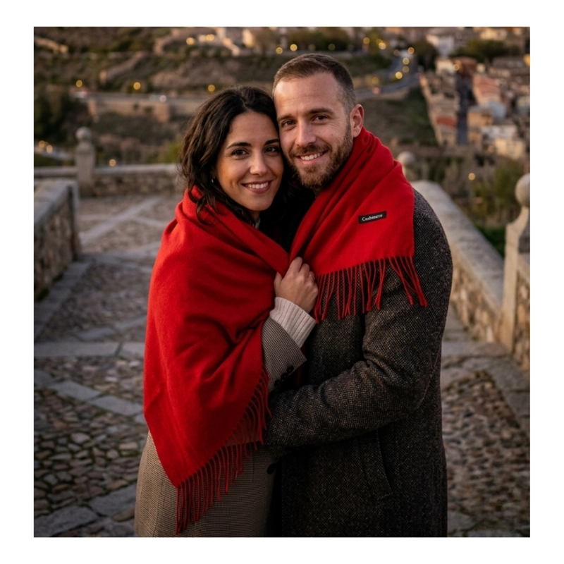 BUFANDA DE CASHMERE SUAVE DE INVIERNO CON FLECOS - 1