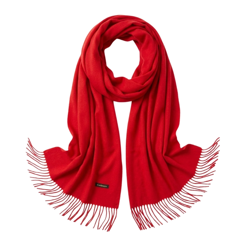 BUFANDA DE CASHMERE SUAVE DE INVIERNO CON FLECOS - 2