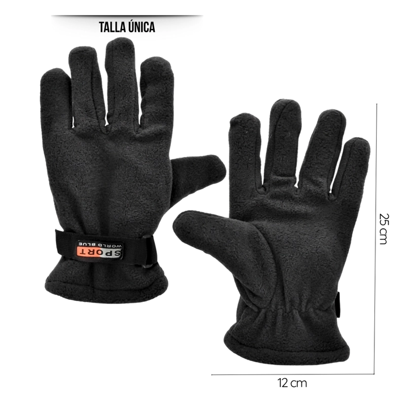 GUANTES FORRO POLAR AJUSTABLE SPORT WORLD BLUE ESTILO POLAR - 5