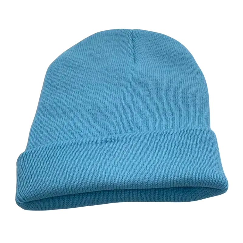 GORRO TENDENCIA BEANIE LANA ADULTO CON DOBLEZ AZUL OTOÑO INVIERNO - 2