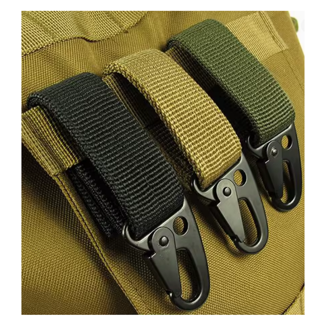 LLAVERO MOSQUETON TÁCTICO MILITAR SIST MOLLE VELCRO NEGRO - 2