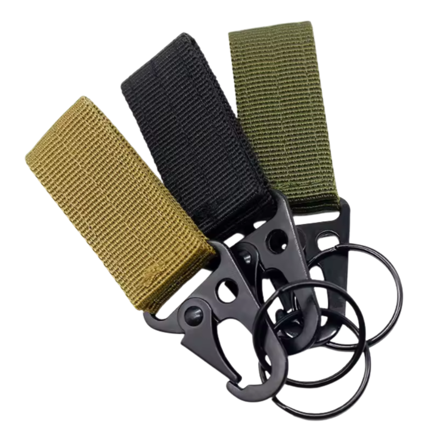 LLAVERO MOSQUETON TÁCTICO MILITAR SIST MOLLE VELCRO BEIGE - 1