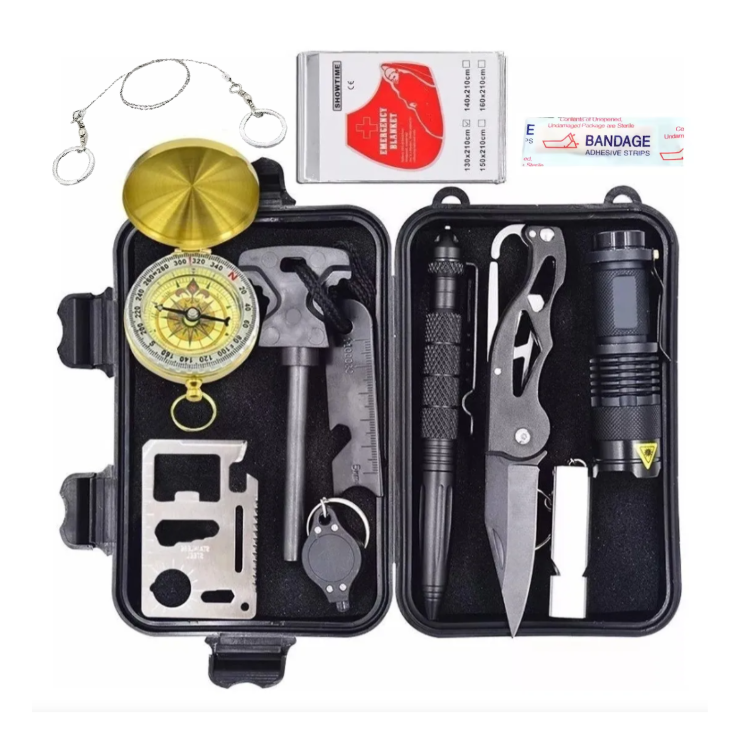 KIT HERRAMIENTAS SUPERVIVENCIA OUTDOOR CAMPING 11 EN 1 EMERGENCIA - 1