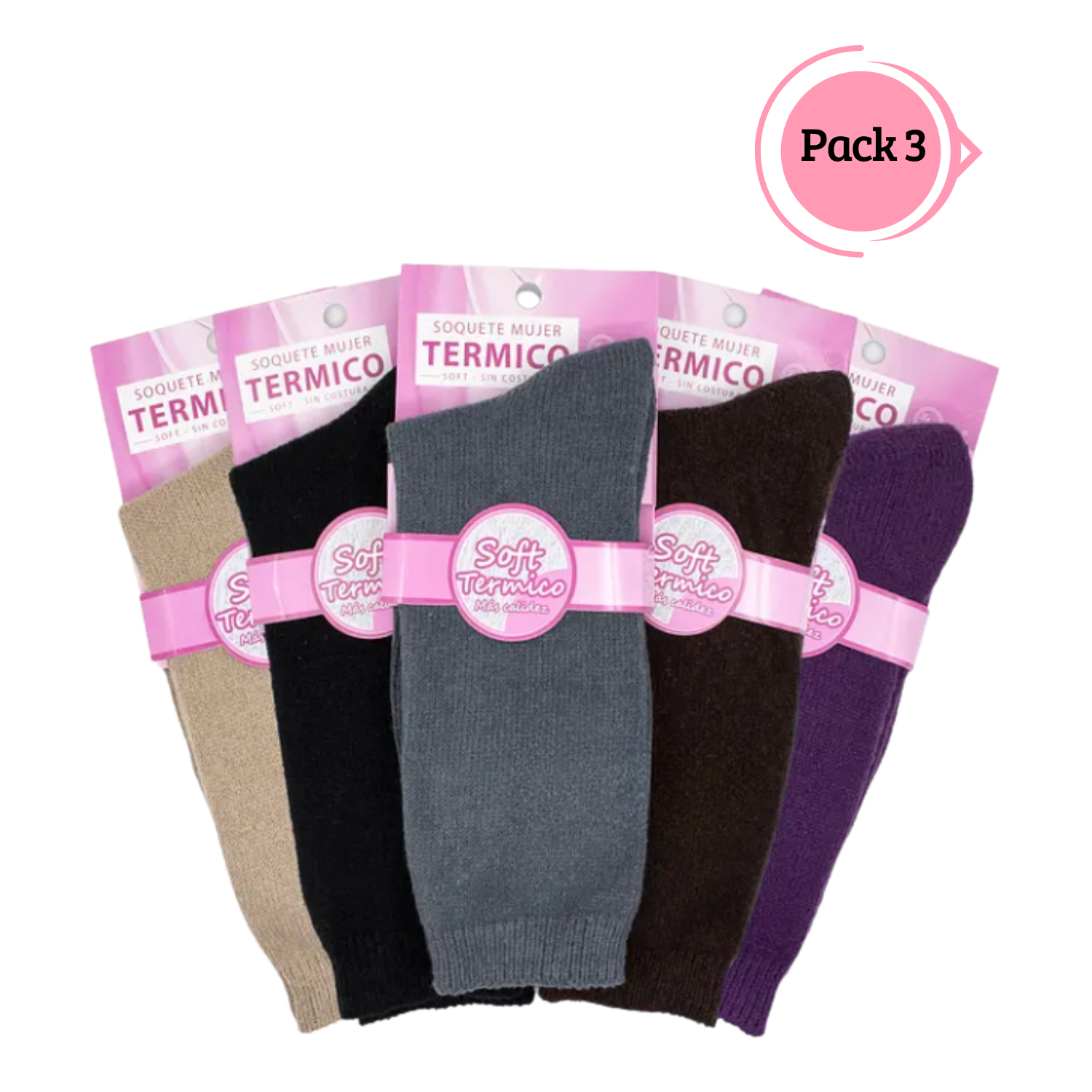 PACK 3 CALCETINES SOQUETE TÉRMICO SOFT MUJER - 1