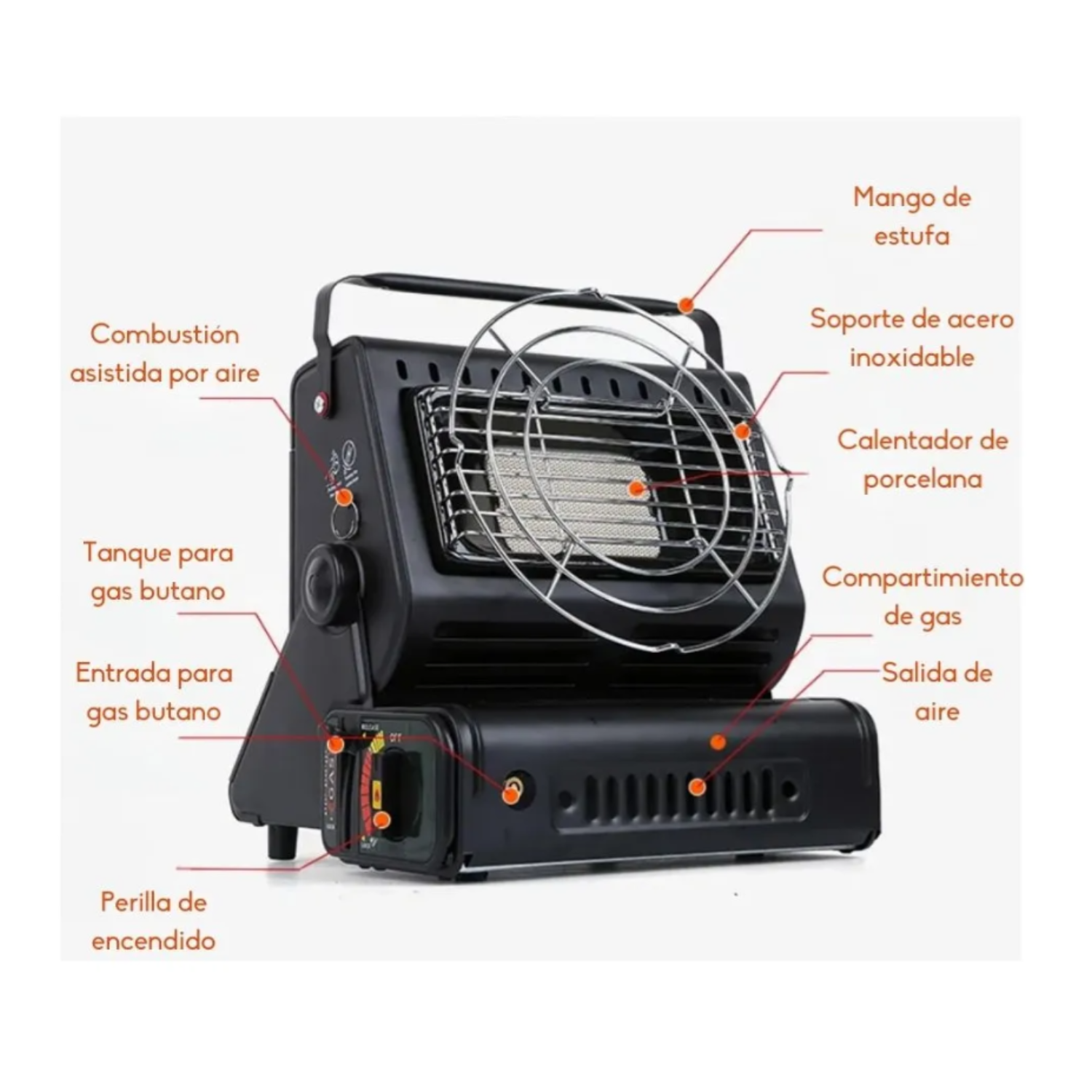 CALEFACTOR ESTUFA A GAS PORTÁTIL SUPERVIVENCIA CAMPING - 6