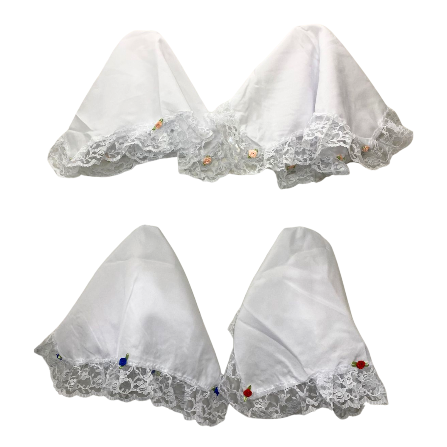 PACK 4 PAÑUELOS DE CUECA CON VELO EN COLOR BLANCO FIESTAS PATRIAS - 1