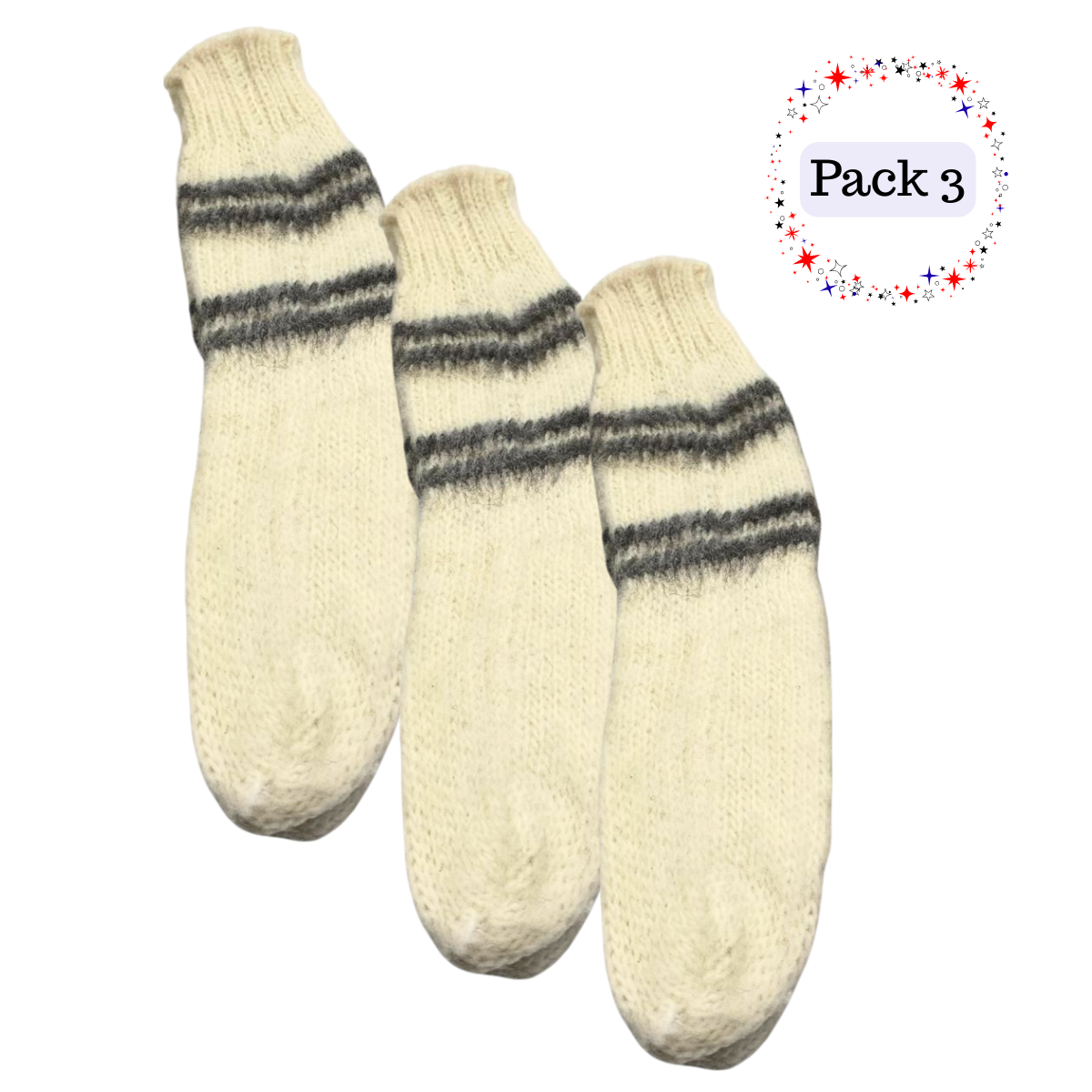PACK 3 CHILOTE CALCETA CALCETINES LANA PARA EL FRIO - 1