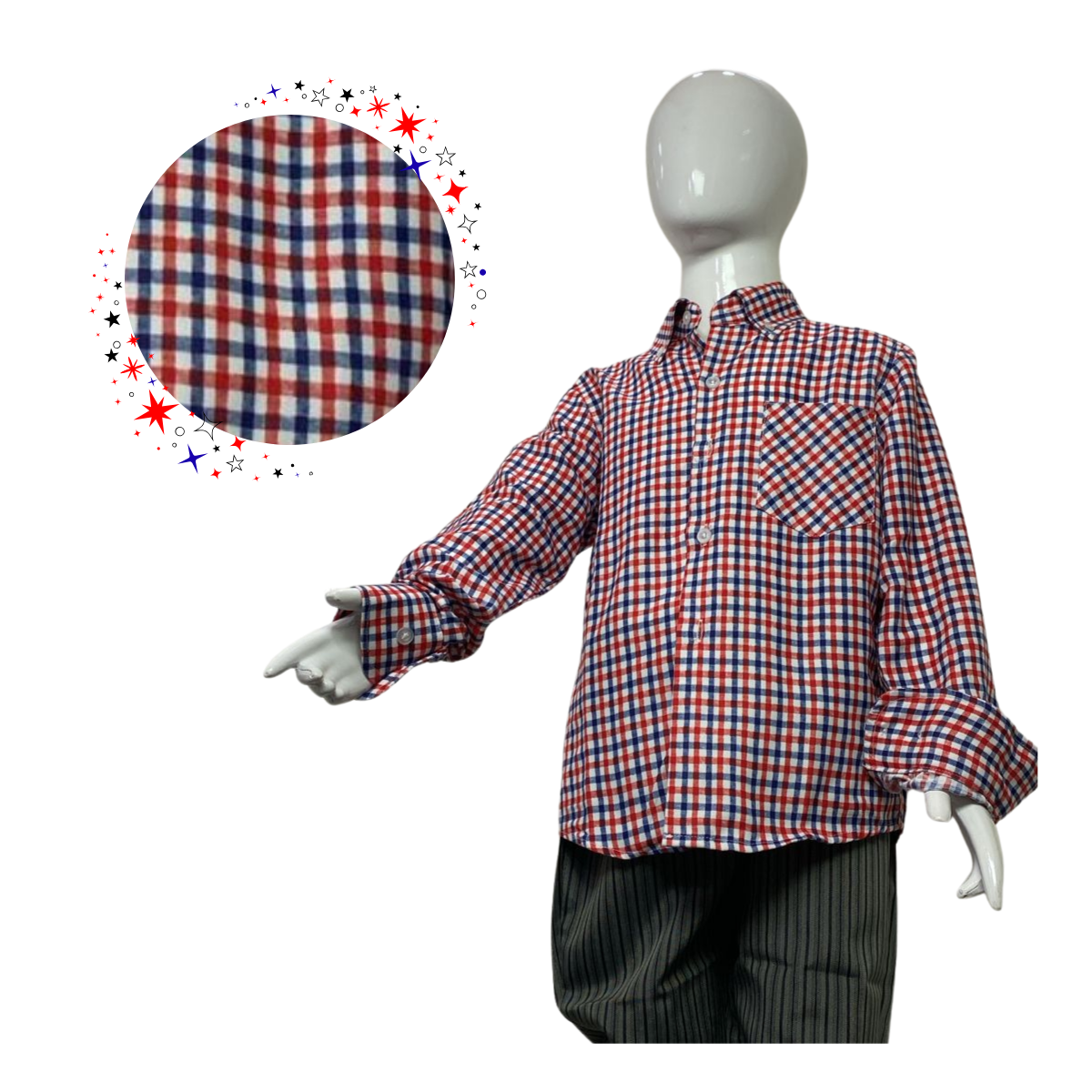 CAMISA CUADRILLE PARA TRAJE HUASO NIÑO Y JUVENIL CUADRILLE TRICOLOR - 1