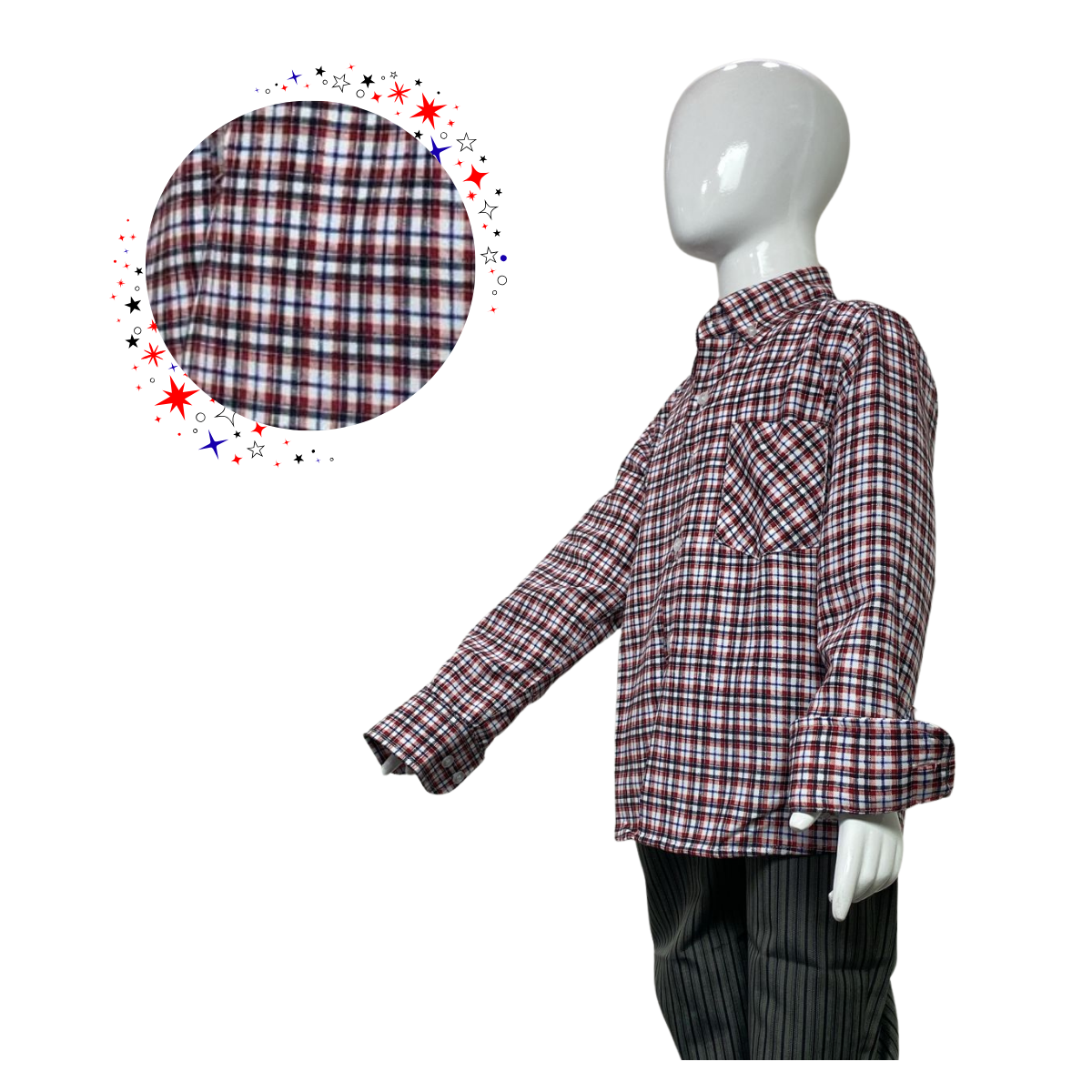 CAMISA CUADRILLE TRAJE HUASO NIÑO Y JUVENIL ROJO BLANCO NEGRO - 1