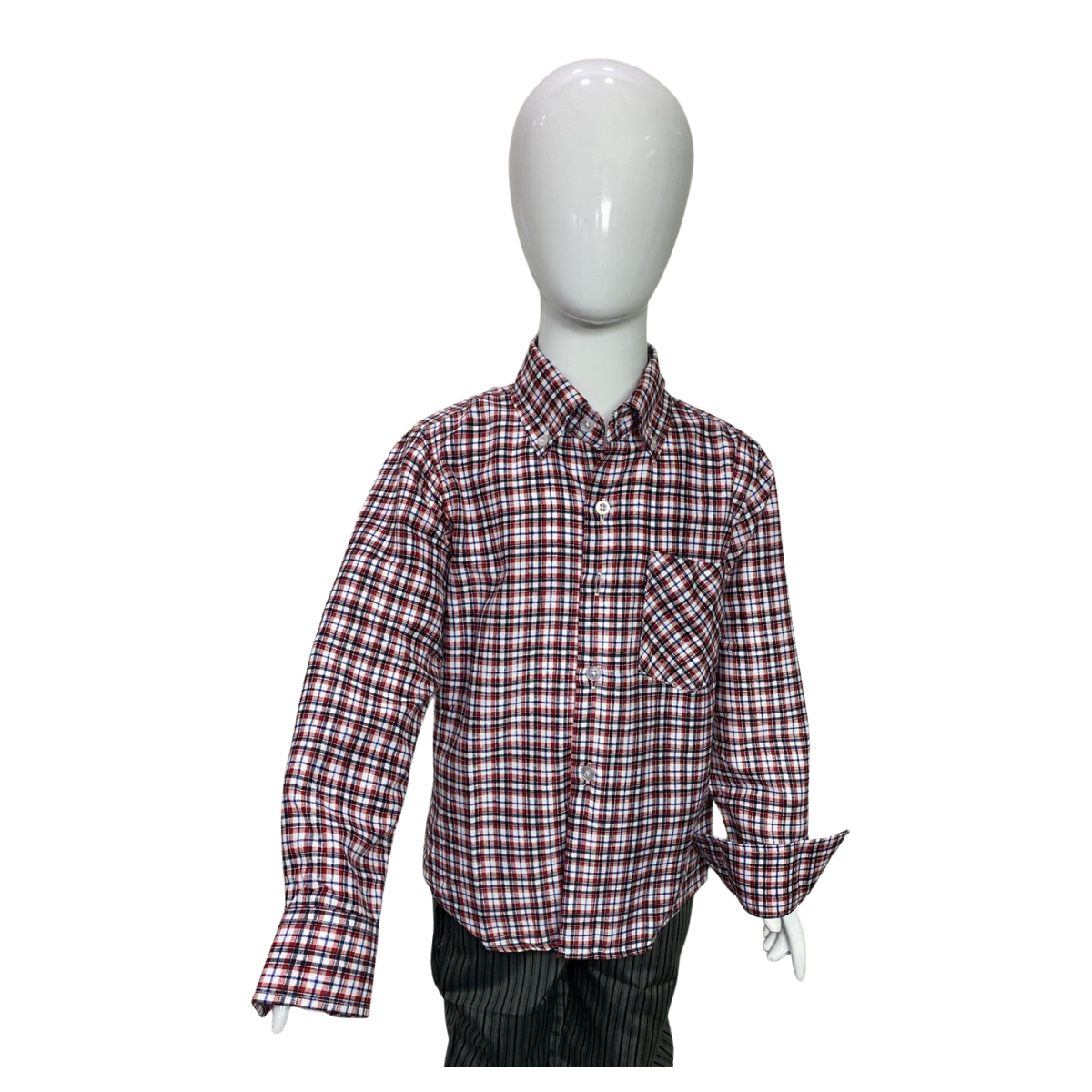 CAMISA CUADRILLE TRAJE HUASO NIÑO Y JUVENIL ROJO BLANCO NEGRO - 2