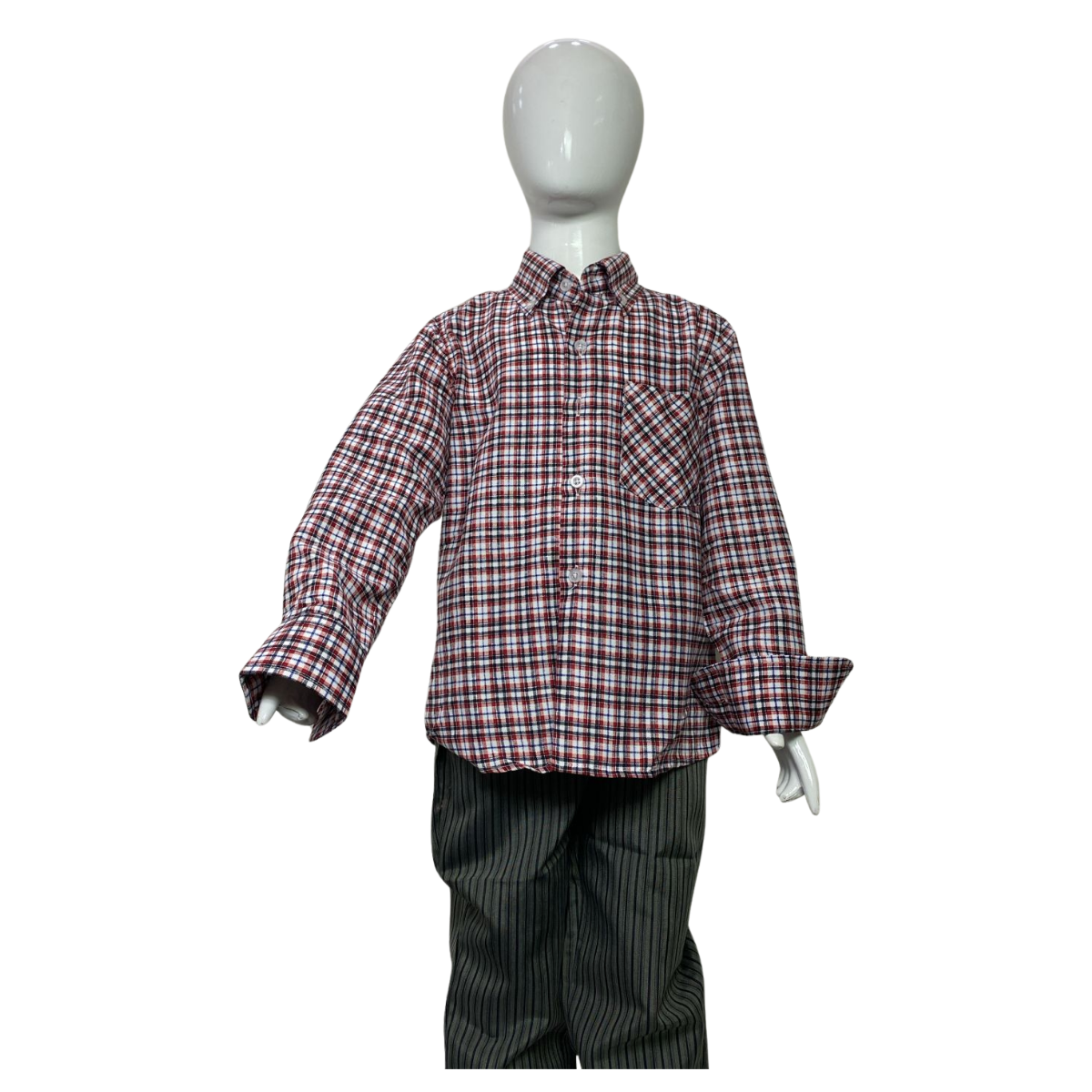 CAMISA CUADRILLE TRAJE HUASO NIÑO Y JUVENIL ROJO BLANCO NEGRO - 3