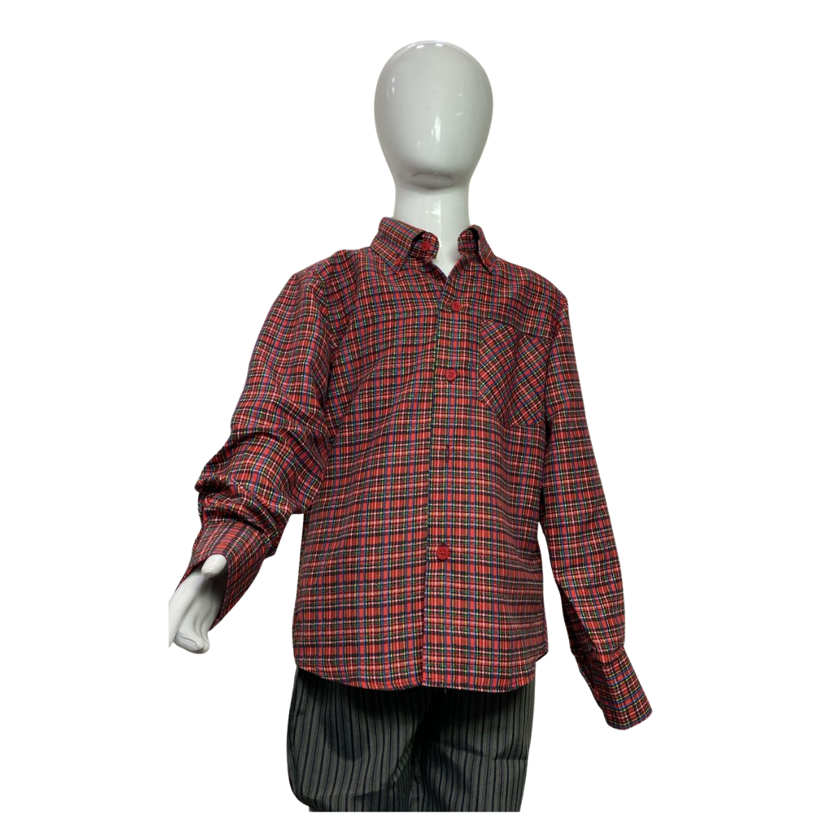 CAMISA CUADRILLE PARA TRAJE HUASO NIÑO Y JUVENIL ROJO NEGRO - 2
