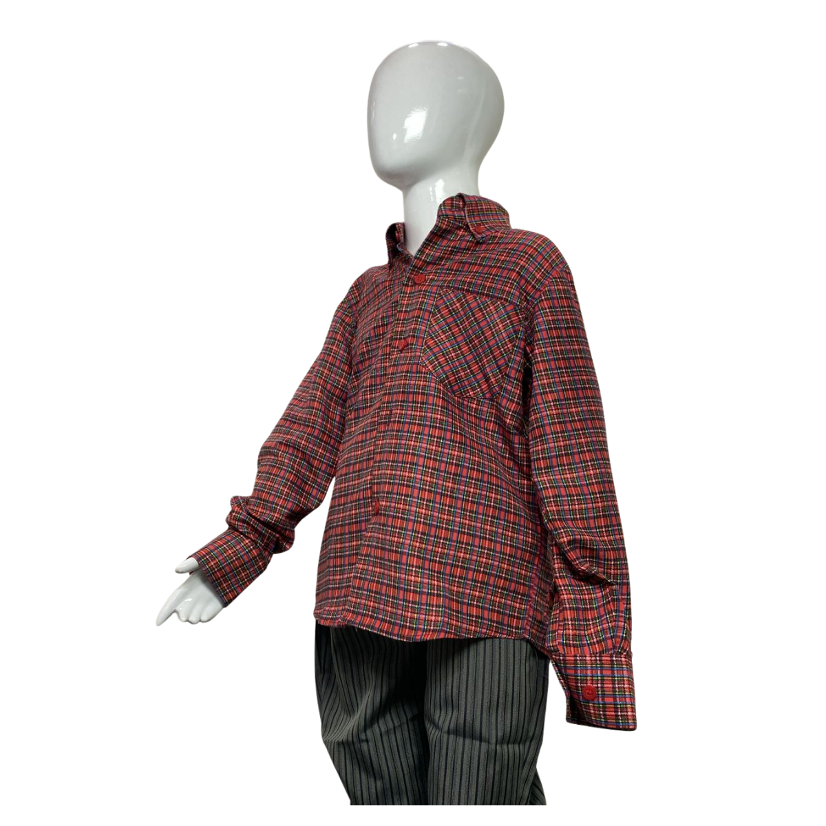 CAMISA CUADRILLE PARA TRAJE HUASO NIÑO Y JUVENIL ROJO NEGRO - 3