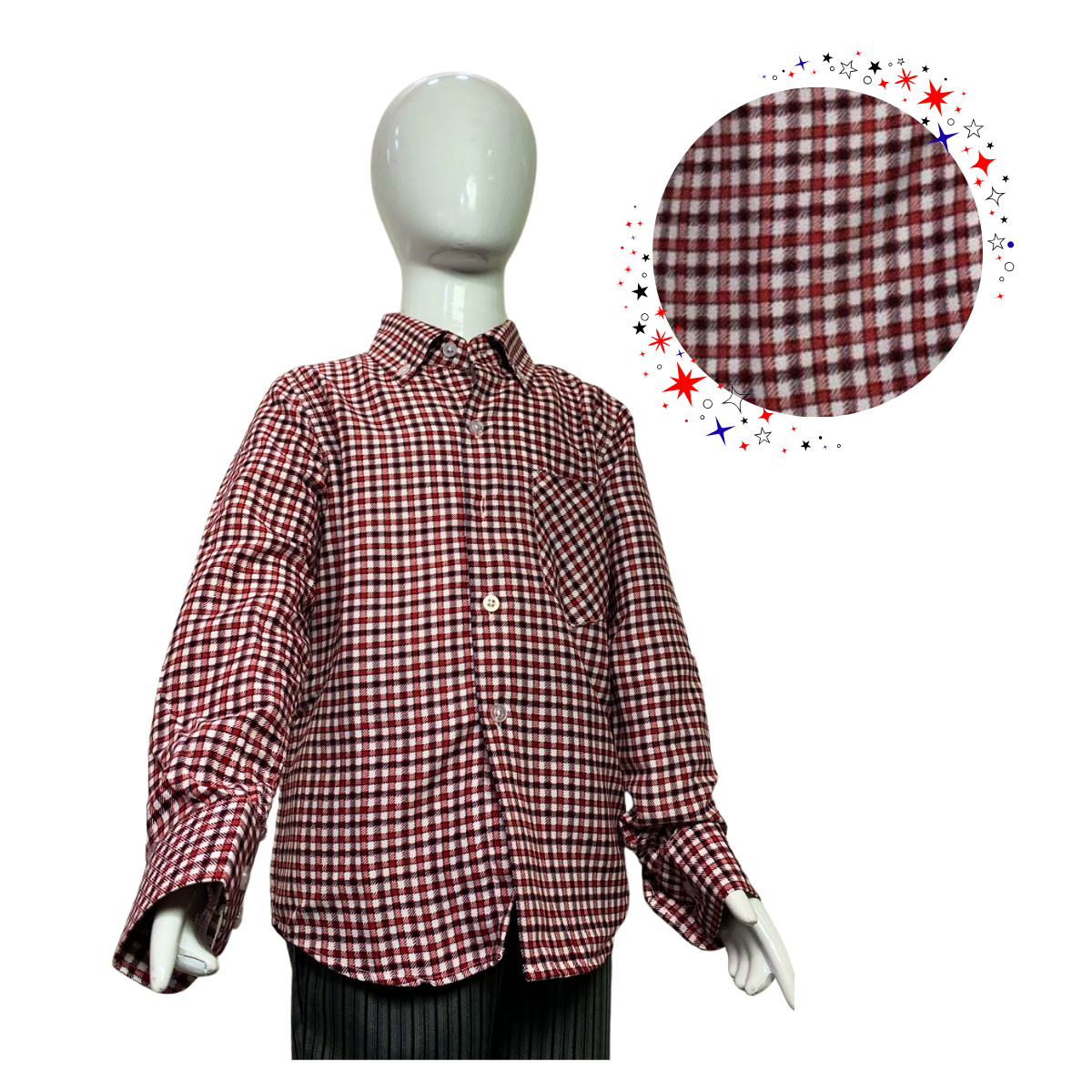 CAMISA CUADRILLE PARA TRAJE HUASO NIÑO Y JUVENIL BLANCO ROJO - 1
