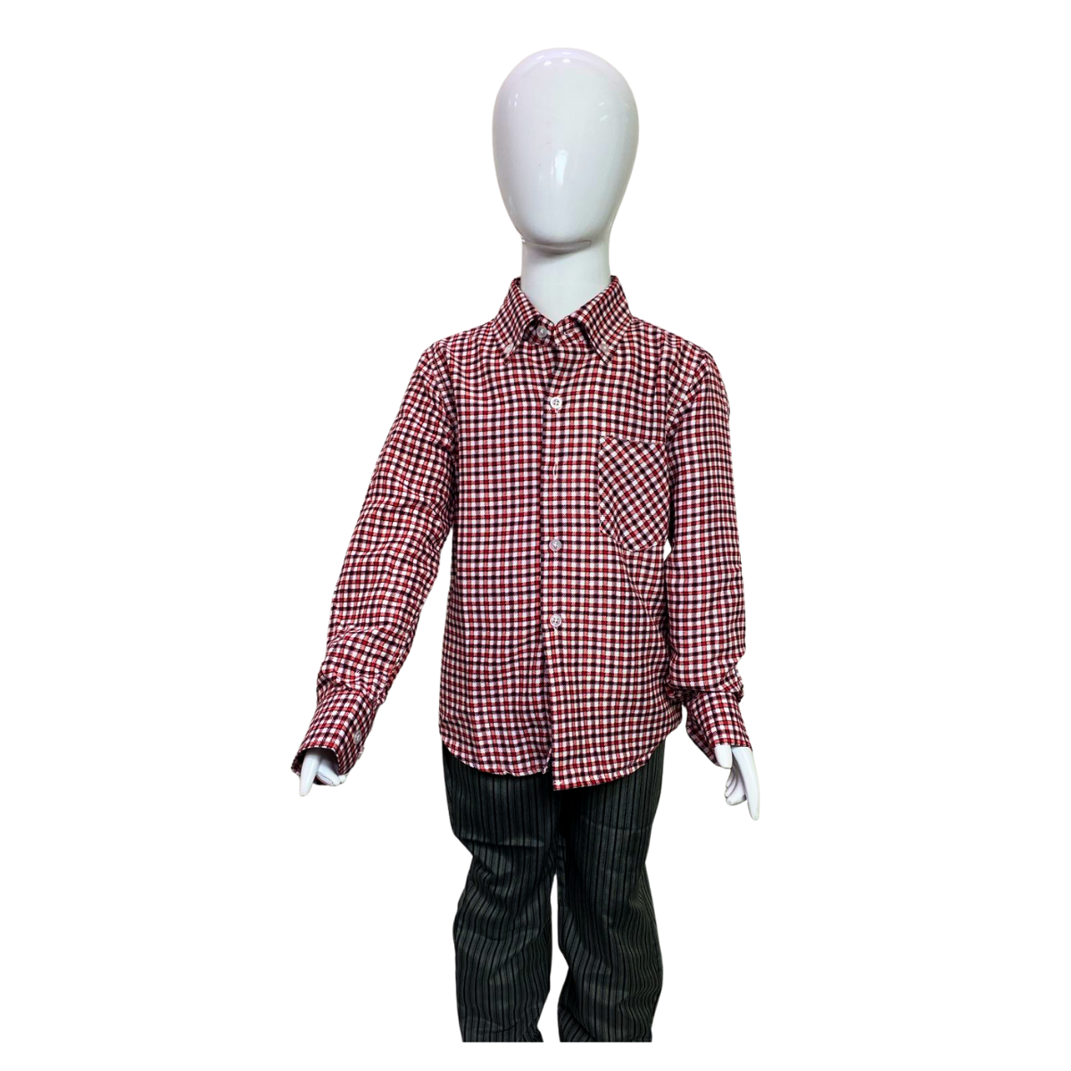 CAMISA CUADRILLE PARA TRAJE HUASO NIÑO Y JUVENIL BLANCO ROJO - 3