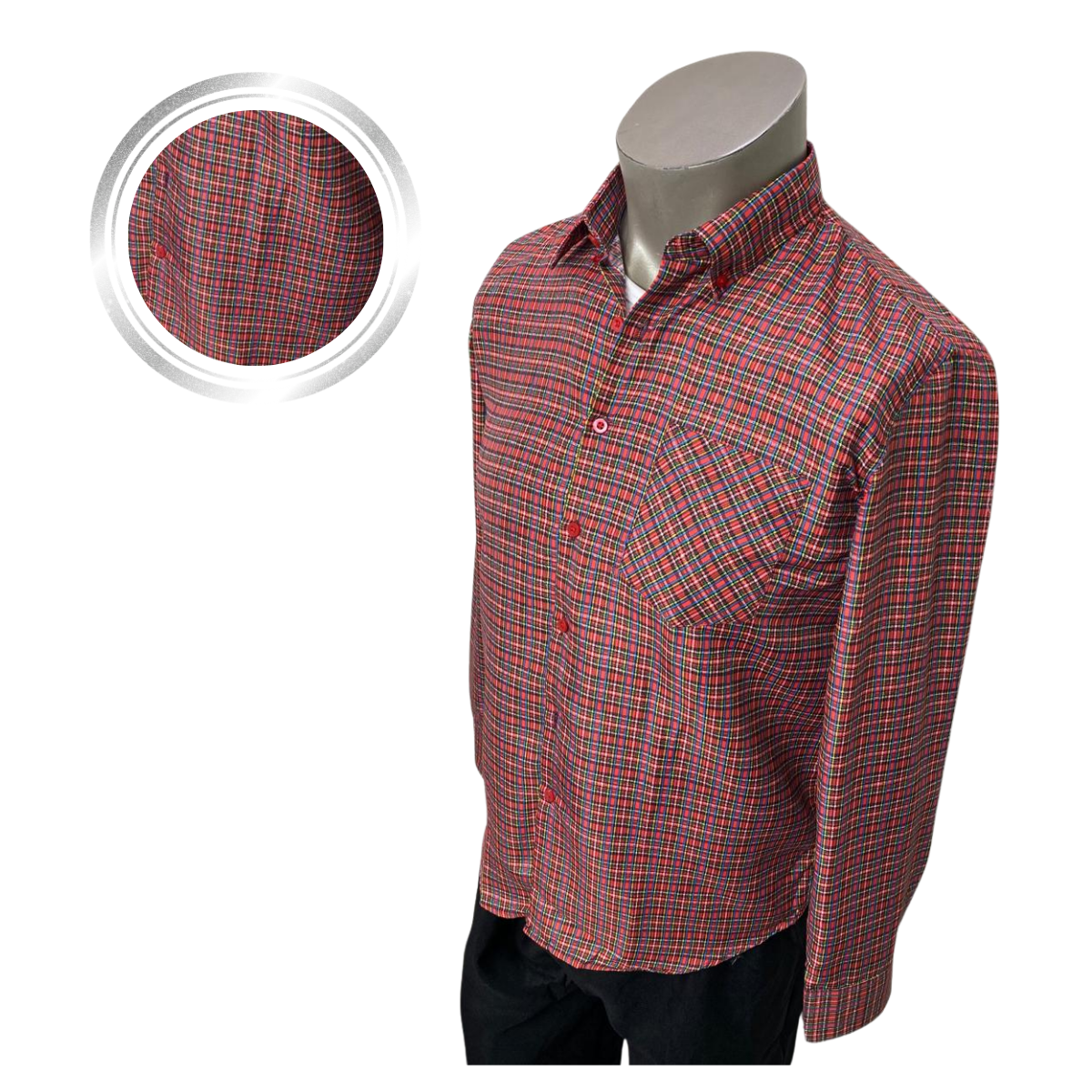 CAMISA CUADRILLE PARA TRAJE HUASO HOMBRE FIESTAS PATRIAS ROJO NEGRO - 1