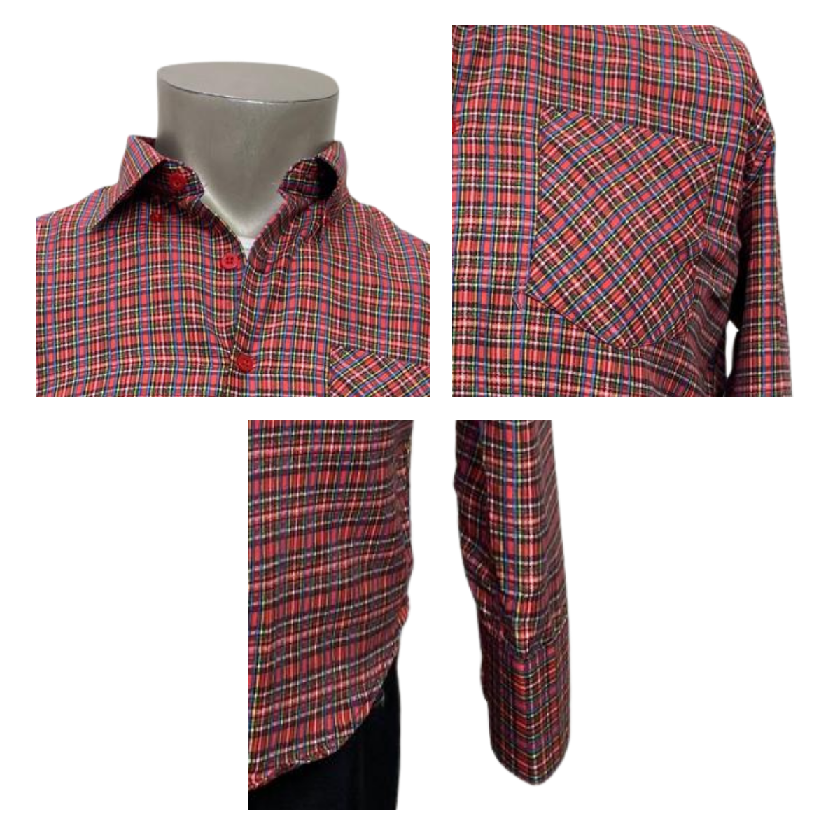 CAMISA CUADRILLE PARA TRAJE HUASO HOMBRE FIESTAS PATRIAS ROJO NEGRO - 4