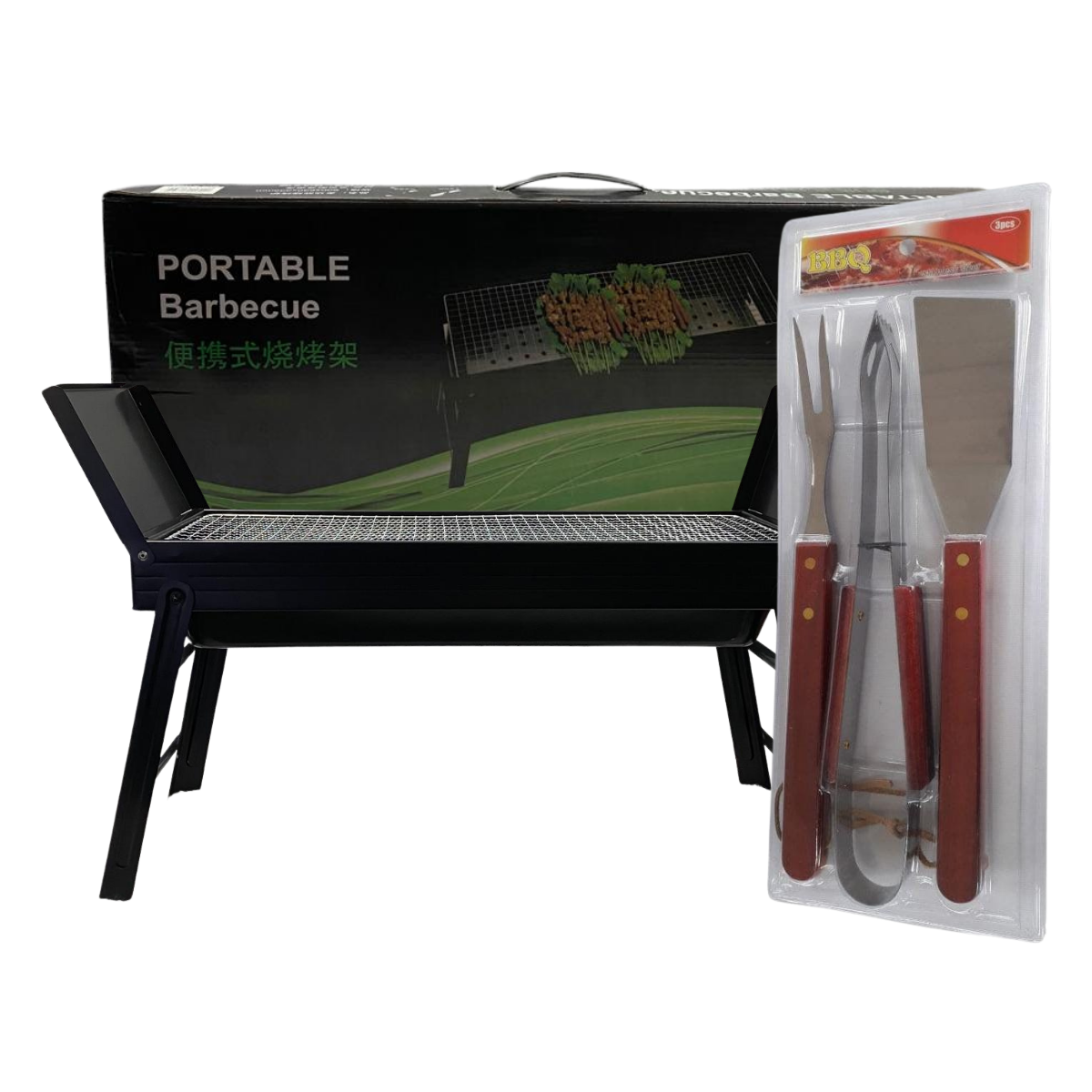 PARRILLA PORTABLE BARBECUE + SET DE UTENSILIOS (OBSEQUIO) - 1