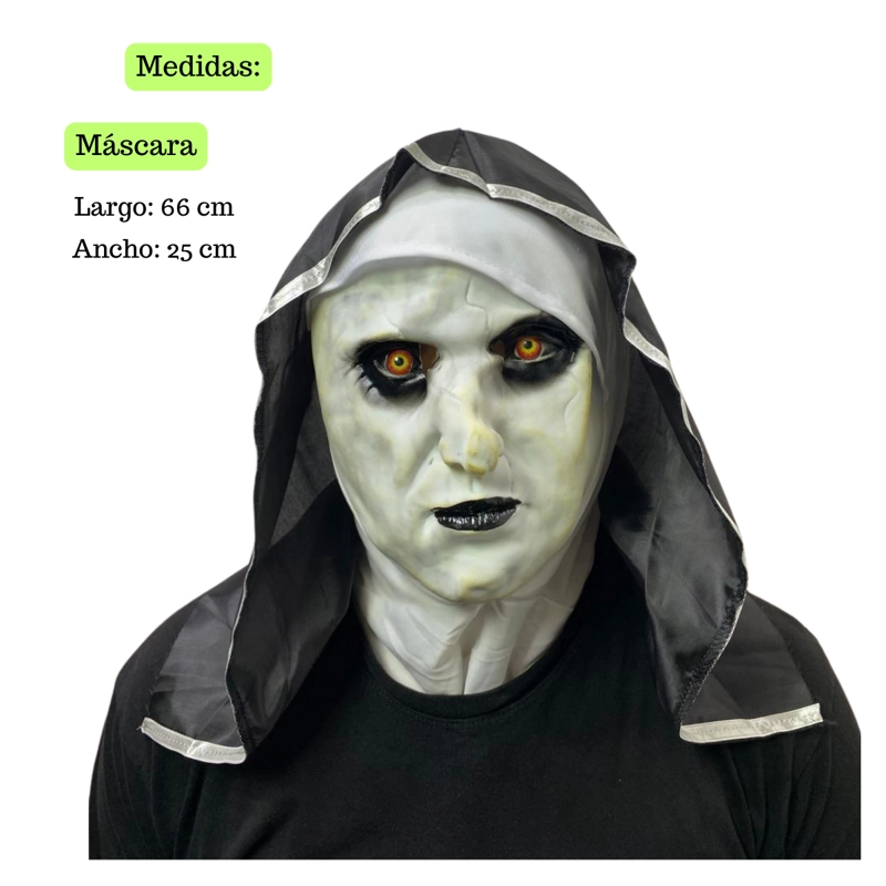Máscara De Monja Aterradora De Látex | Halloween Y Fiestas De Terror | Cabeza Completa Con Pañuelo | Realista Y Transpirable | Unisex Adulto