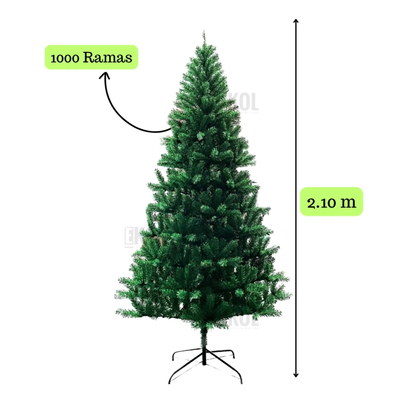 ARBOL DE NAVIDAD PREMIUM FRONDOSO 210 CM PINO DE NAVIDAD COLOR VERDE CLASICO - 7
