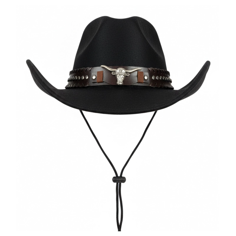 SOMBRERO VAQUERO ESTILO WESTERN COWBOY UNISEX ADULTO NEGRO TALLA UNICA - 2