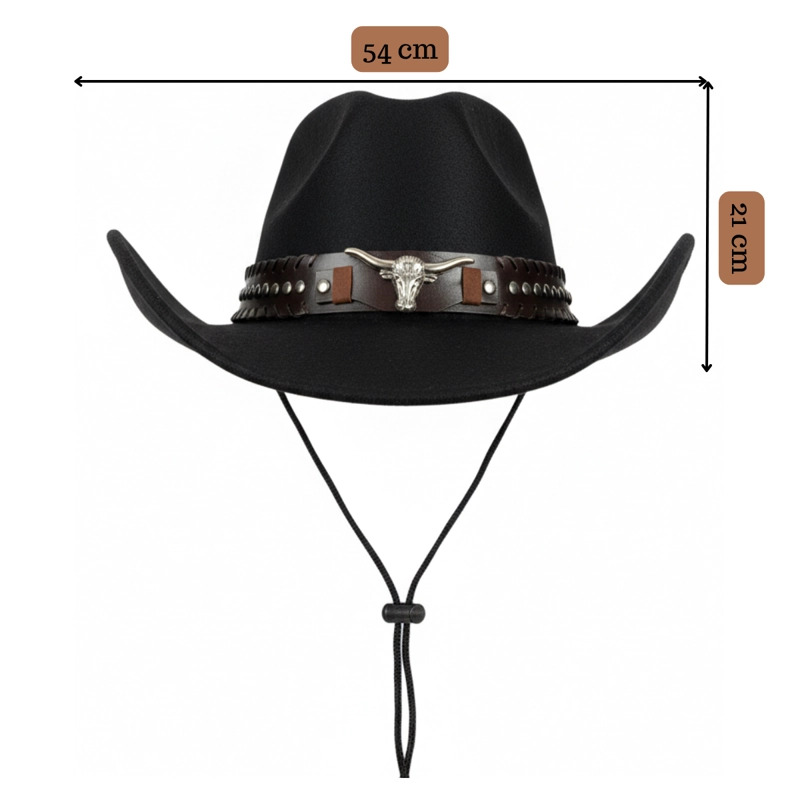 SOMBRERO VAQUERO ESTILO WESTERN COWBOY UNISEX ADULTO NEGRO TALLA UNICA - 4