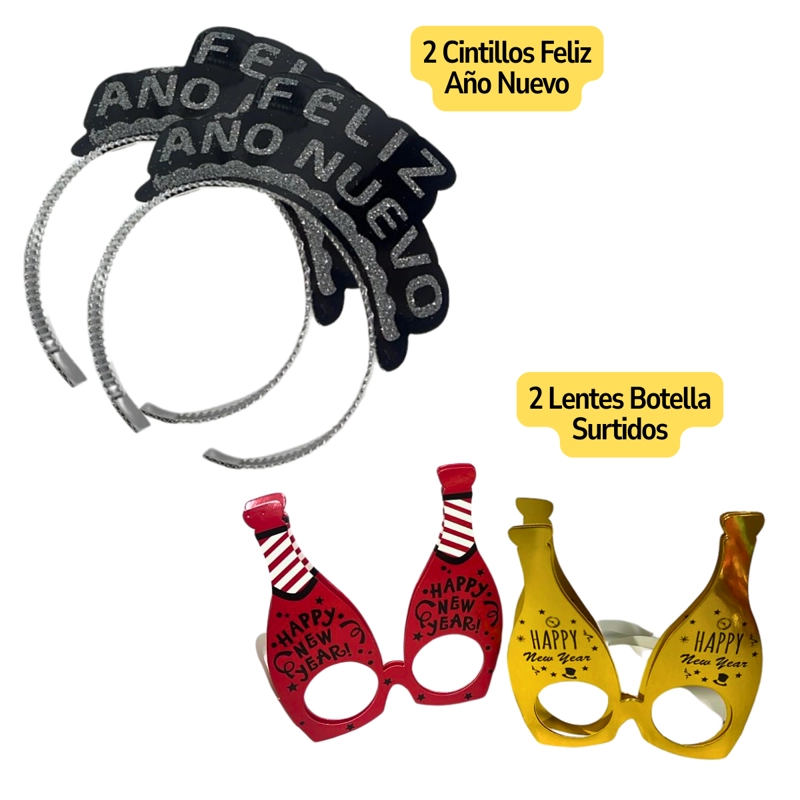 KIT PREMIUM COTILLON AÑO NUEVO CON GLOBOS 36 PIEZAS - 8
