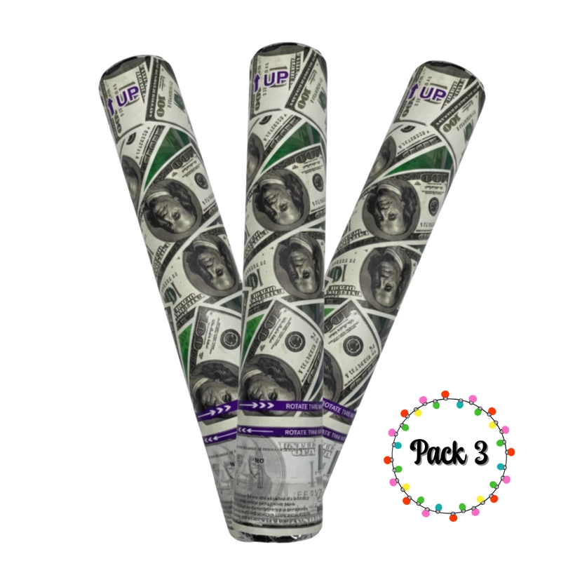 PACK 3 CAÑON CONFETI DOLAR COTILLON AÑO NUEVO - 1