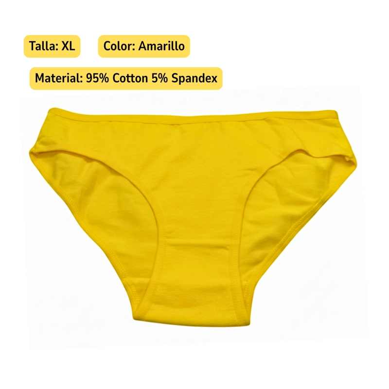 PACK 12 PANTALETAS CALZON CALZONCILLO AMARILLO TALLA XL MUJER 95% ALGODON Y 5% - 4