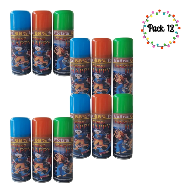 PACK 12 SERPENTINA SPRAY PARA NAVIDAD O FIESTA DE AÑO NUEVO - 1