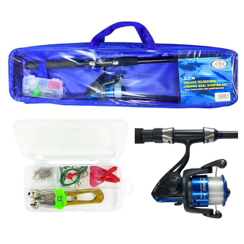SET PESCA CAÑA DE PESCAR TELESCOPICA MOSQUERO CARRETE PESCA - 2