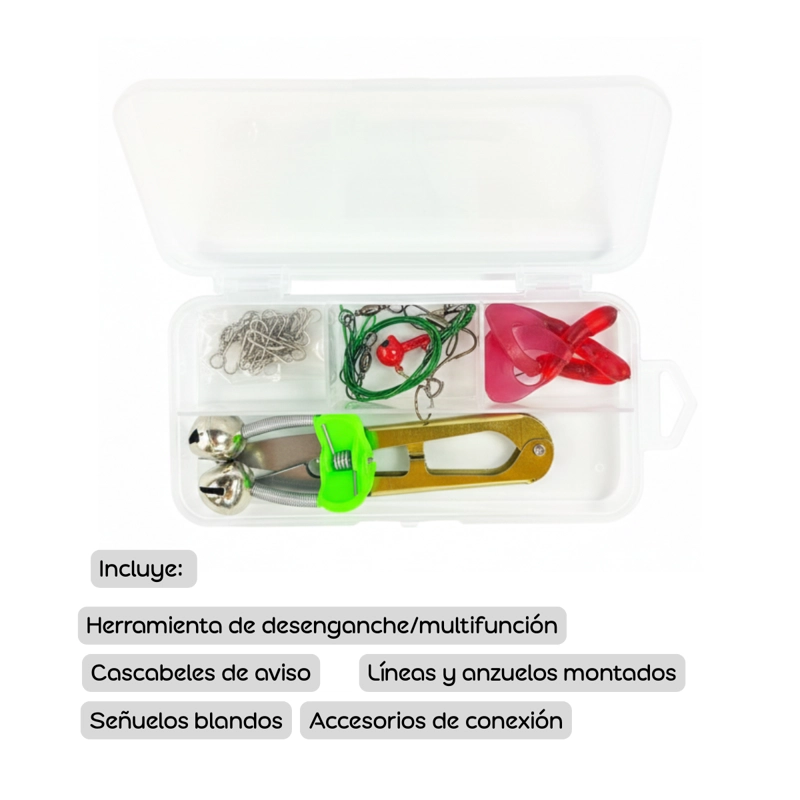 SET PESCA CAÑA DE PESCAR TELESCOPICA MOSQUERO CARRETE PESCA - 5