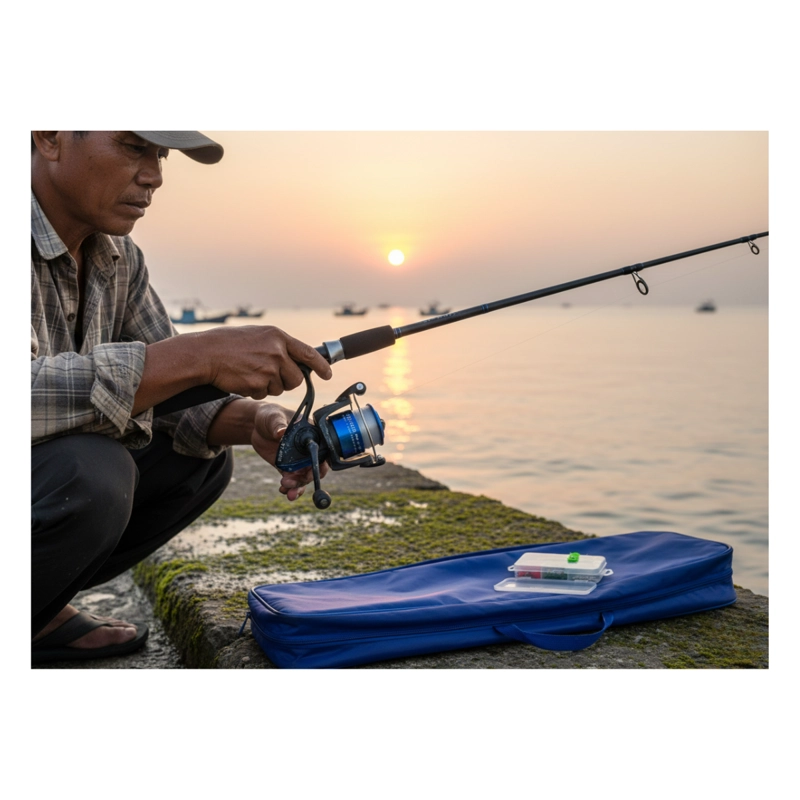 SET PESCA CAÑA DE PESCAR TELESCOPICA MOSQUERO CARRETE PESCA - 8