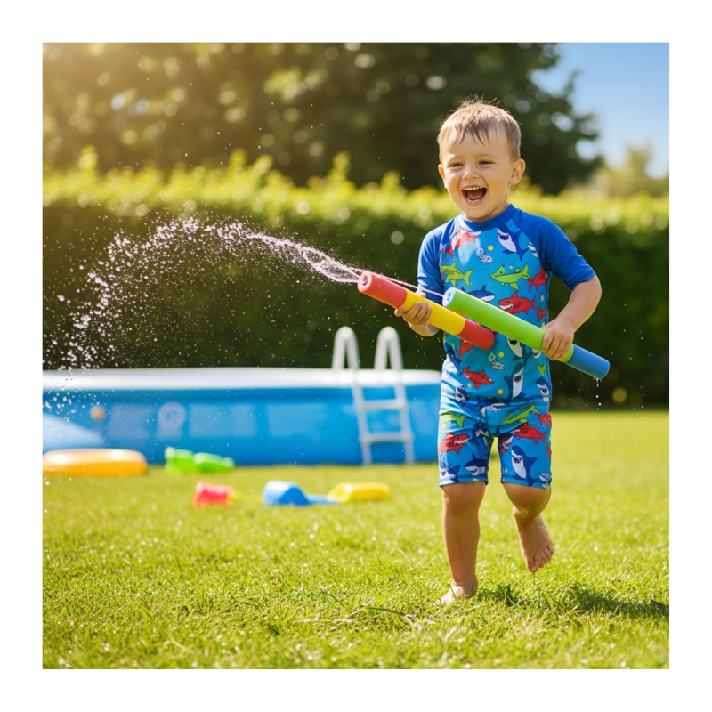 PACK 6 UNIDADES PISTOLA LANZA AGUA ESPUMA VERANO PISCINA 30 CM - 7