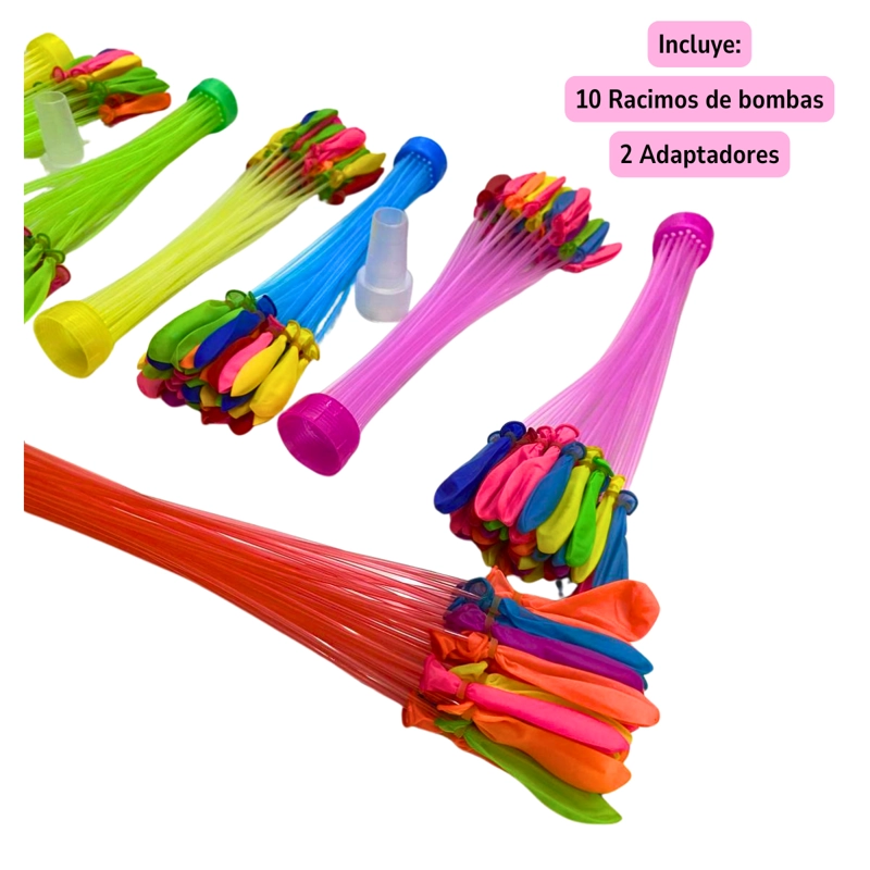 SET 10 RACIMOS DE BOMBITAS DE AGUA + ADAPTADOR VERANO - 6