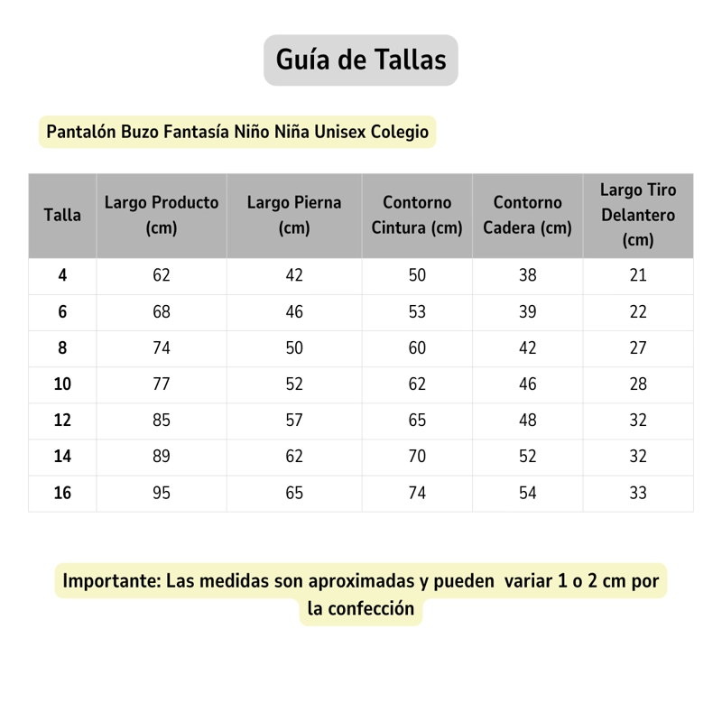 PANTALON BUZO FANTASIA NIÑO NIÑA UNISEX COLEGIO - 6