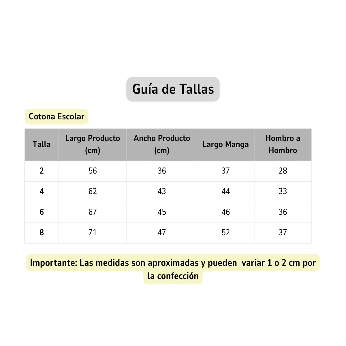 COTONA ESCOLAR COLEGIO INFANTIL CONFECCION NACIONAL - 2