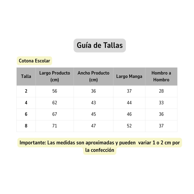 COTONA ESCOLAR COLEGIO INFANTIL CONFECCION NACIONAL - 7