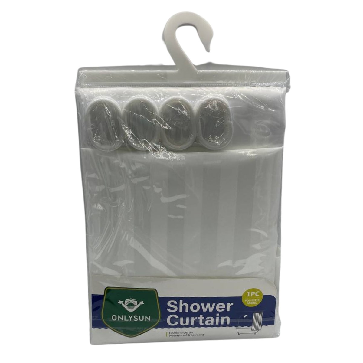 CORTINA DE DUCHA BLANCA 100% POLIE STER CON TRATAMIENTO IMPERMEABLE - INCLUYE GANCHOS - 2